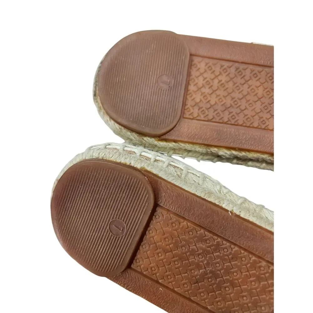 Tory Burch 7 Clarice White Cut Out Espadrille Sandal Boho Coastal Casual Preppy